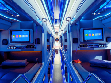Xe Hà Nội Huế Queen Bus 22 phòng cabin VIP với giường bọc da cao cấp và cổng USB