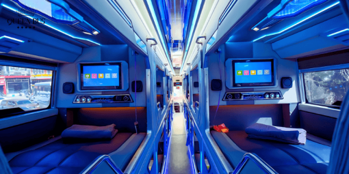 Xe Hà Nội Huế Queen Bus 22 phòng cabin VIP với giường bọc da cao cấp và cổng USB
