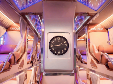 Queen Bus double sleeper limousine, perfect for couples looking for privacy and comfort.