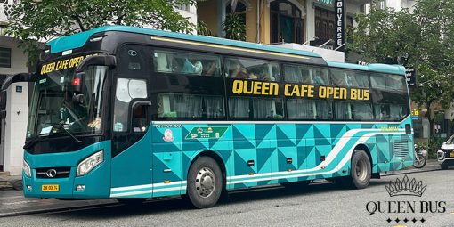 Comfortable Hanoi Hue bus by Queen Cafe Open Bus with luxurious amenities.