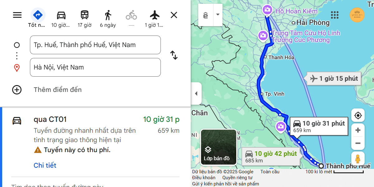 Tuyến xe Huế Hà Nội dài khoảng 659km với 10 12 tiếng di chuyển