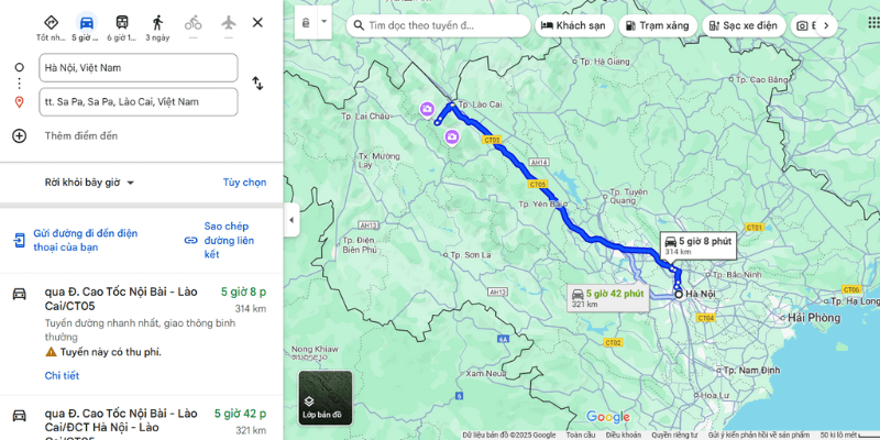 Xe Hà Nội đi Sapa là tuyến đường phổ biến dài khoảng 300km