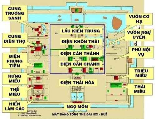 Bản đồ di chuyển trong khuôn viên Đại nội Huế (nguồn sưu tầm) Bản đồ di chuyển trong khuôn viên Đại nội Huế (nguồn sưu tầm)