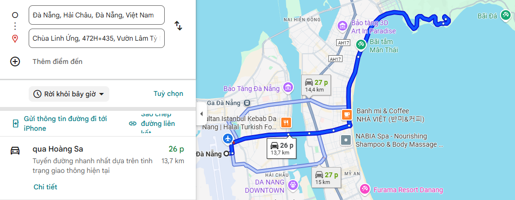 Bản đồ đường đi từ trung tâm Đà Nẵng đến Chùa Linh Ứng Bãi Bụt – Sơn Trà (Ảnh Sưu tầm) Bản đồ đường đi từ trung tâm Đà Nẵng đến Chùa Linh Ứng Bãi Bụt – Sơn Trà (Ảnh Sưu tầm)