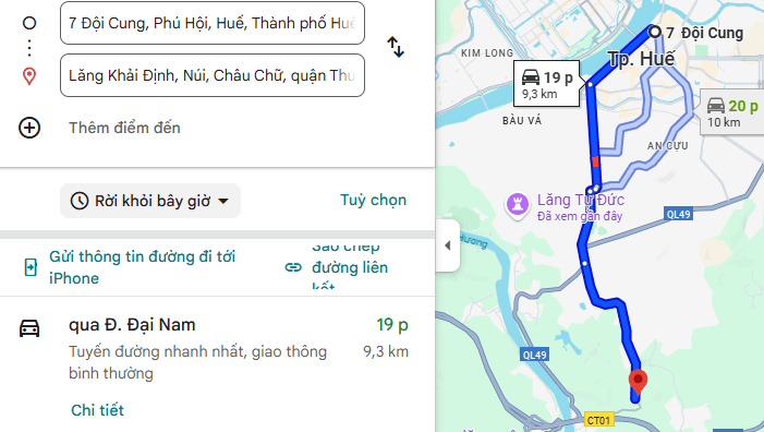 Cách di chuyển từ VP Queen Cafe Bus ngay trung tâm đến Lăng Khải Định Cách di chuyển từ VP Queen Cafe Bus ngay trung tâm đến Lăng Khải Định