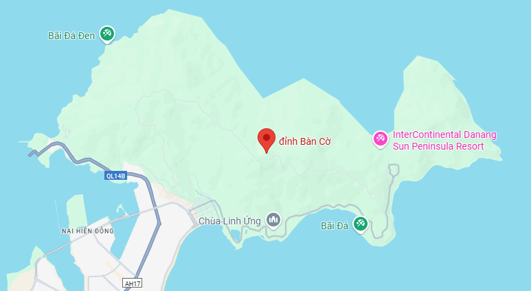 Vị trí đỉnh Bàn Cờ Đà Nẵng trên bán đảo Sơn Trà (Ảnh Sưu tầm)