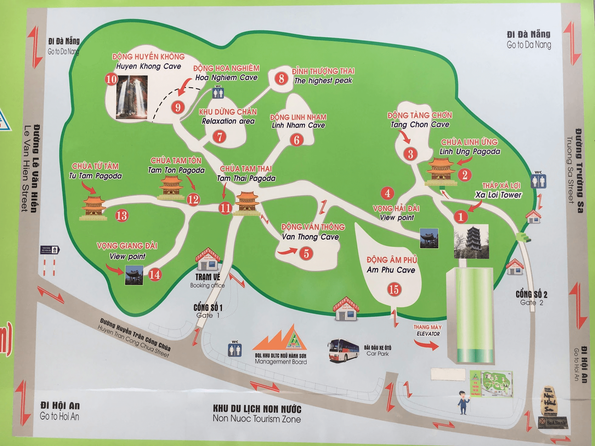 Bản đồ tham quan Thủy Sơn núi Ngũ Hành Sơn Đà Nẵng (Ảnh Sưu tầm)