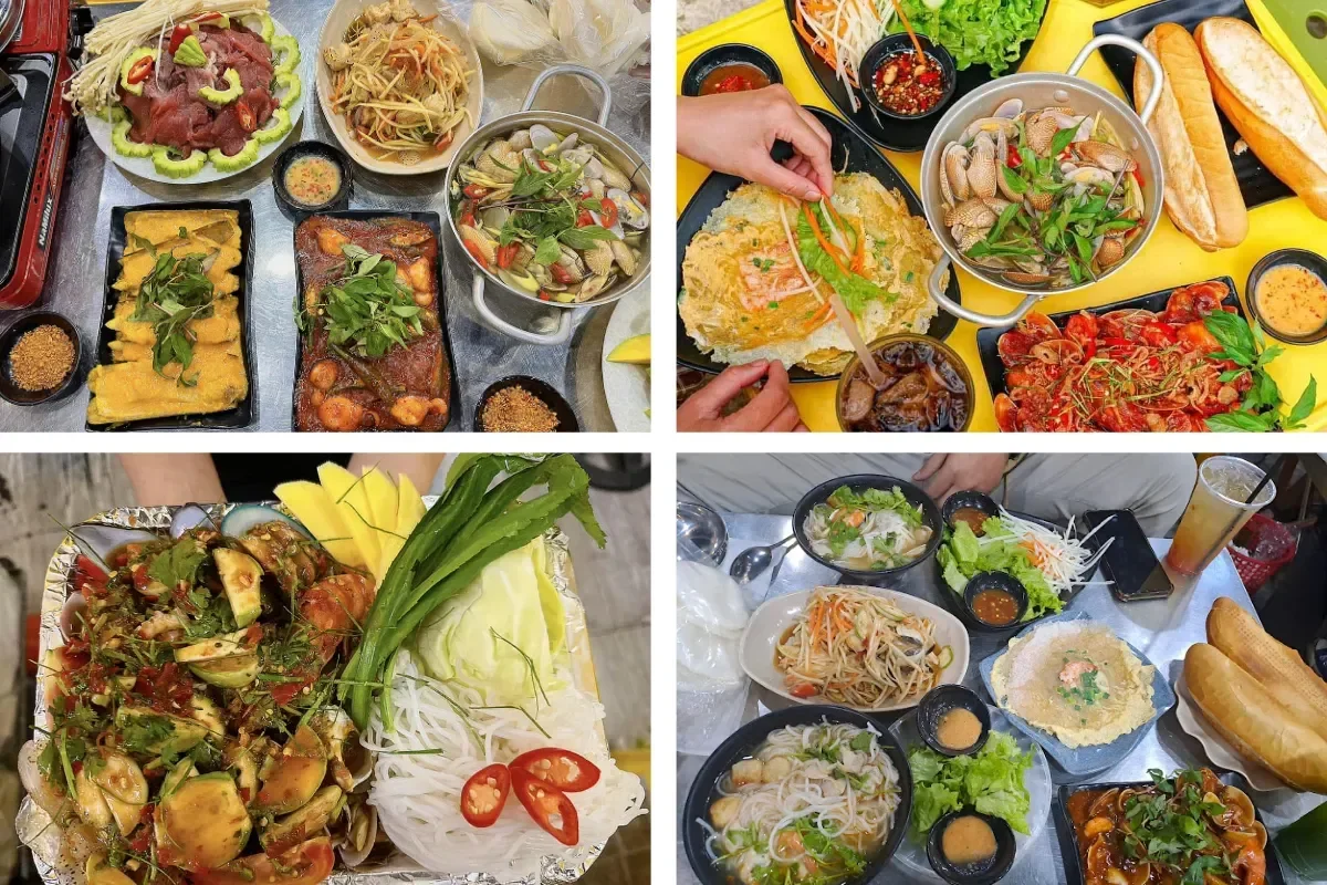 Các món ẩm thực đường phố hấp dẫn tại phố đi bộ Bạch Đằng như mực nướng, bánh tráng