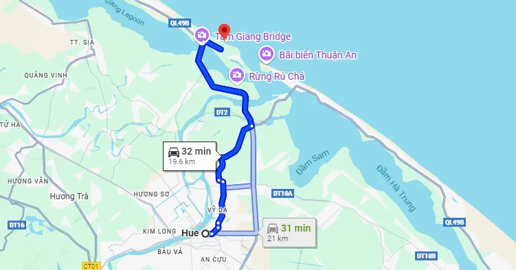 Tuyến đường đi đến biển Hải Dương từ trung tâm thành phố