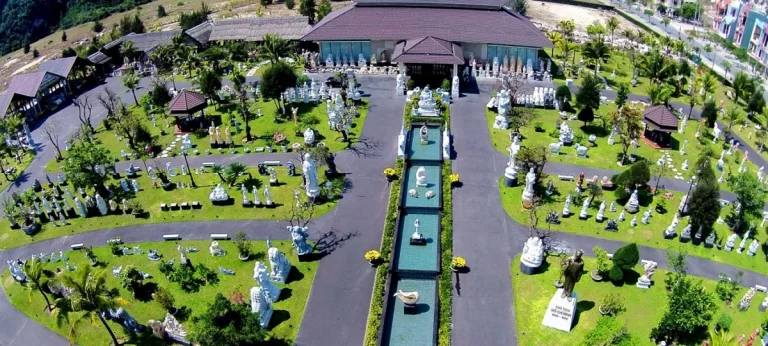 A panoramic view of the stone carving village of Non Nuoc with hundreds of stone carvings