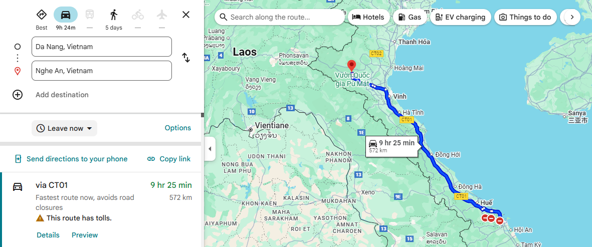 Tuyến xe Đà Nẵng Nghệ An dài khoảng 600km với 9 tiếng di chuyển Tuyến xe Đà Nẵng Nghệ An dài khoảng 600km với 9 tiếng di chuyển