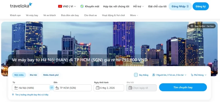 Điền thông tin vé máy bay Hà Nội Sài Gòn